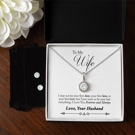 Eternal Hope Necklace and Cubic Zirconia Earring Set To Wife From Husband