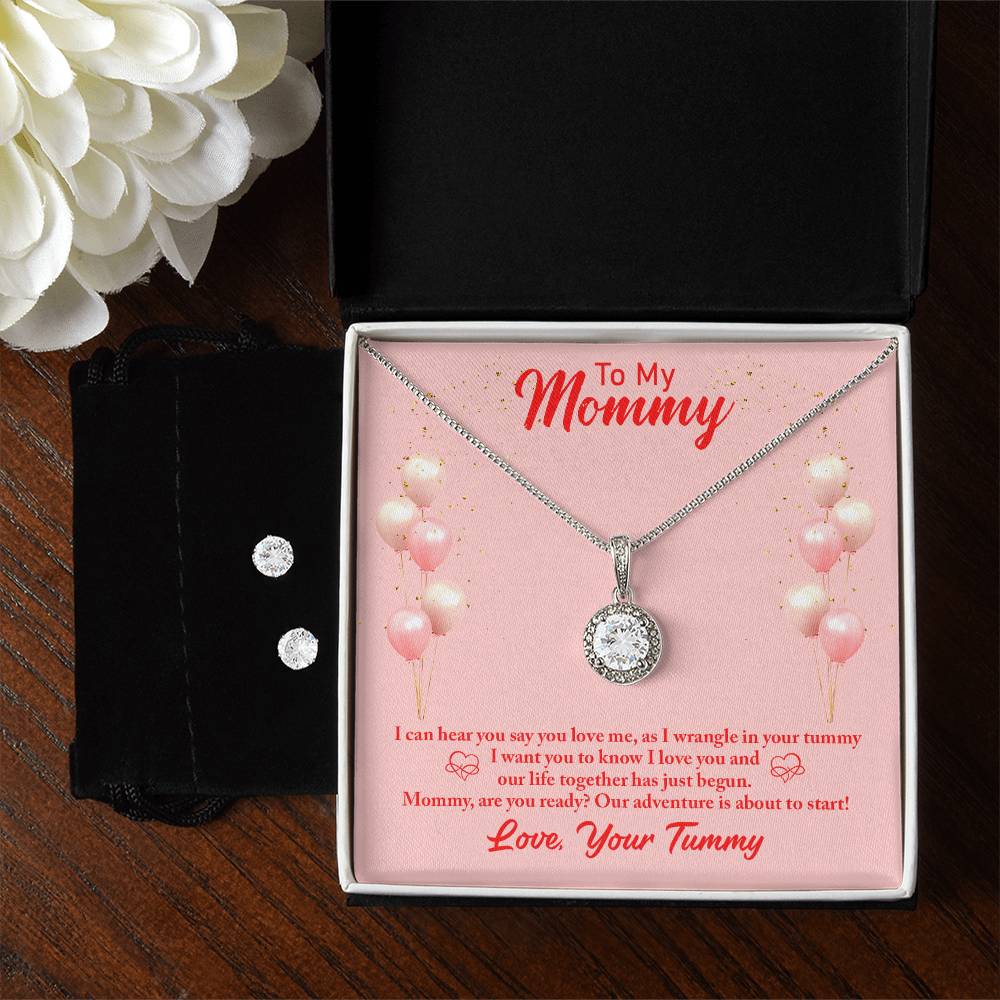 Eternal Hope Necklace and Cubic Zirconia Earring Set Mommy to be-To my mommy-I can hear you