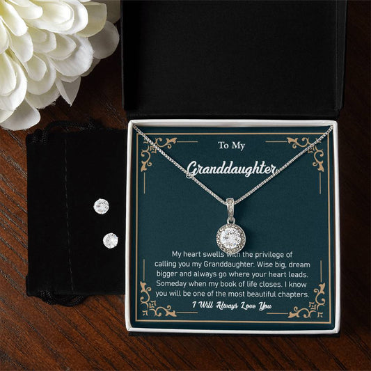 To my Granddaughter, Eternal Hope Necklace and Cubic Zirconia Earring Set