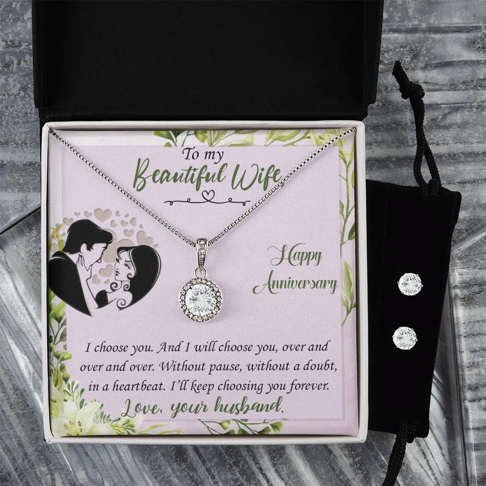 Eternal Hope Necklace and Cubic Zirconia Earring Set Happy Anniversary to my beautiful Wife