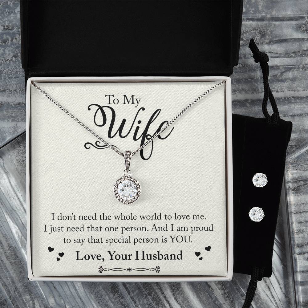 Eternal Hope Necklace and Cubic Zirconia Earring Set To My Wife, Love your husband