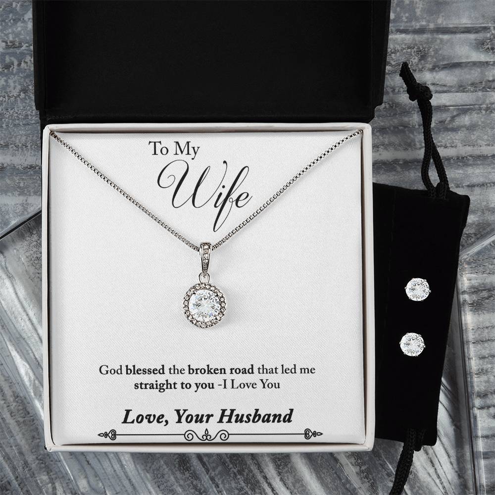 Eternal Hope Necklace and Cubic Zirconia Earring Set Husband to wife final sixth text