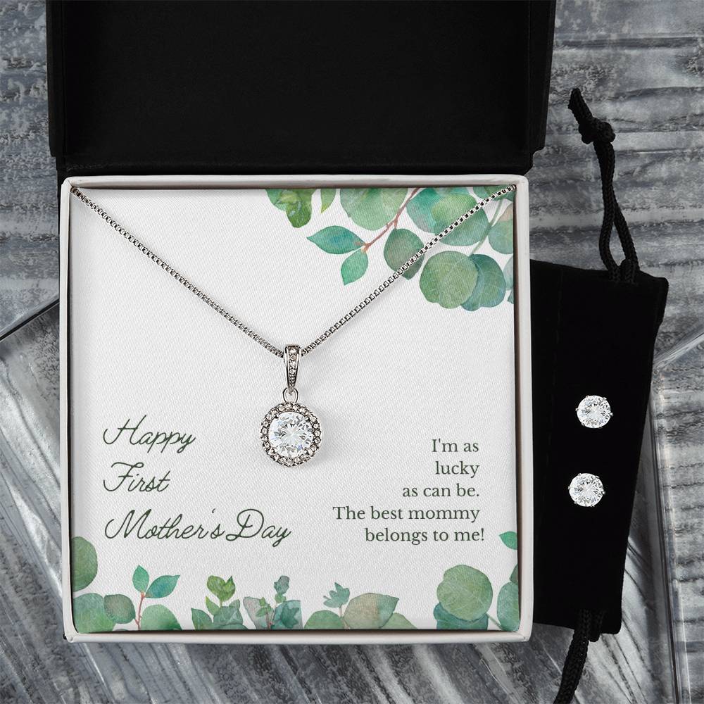 Eternal Hope Necklace and Cubic Zirconia Earring Set Happy First Mother's Day