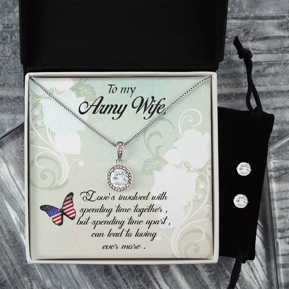 Eternal Hope Necklace and Cubic Zirconia Earring Set To my Army wife