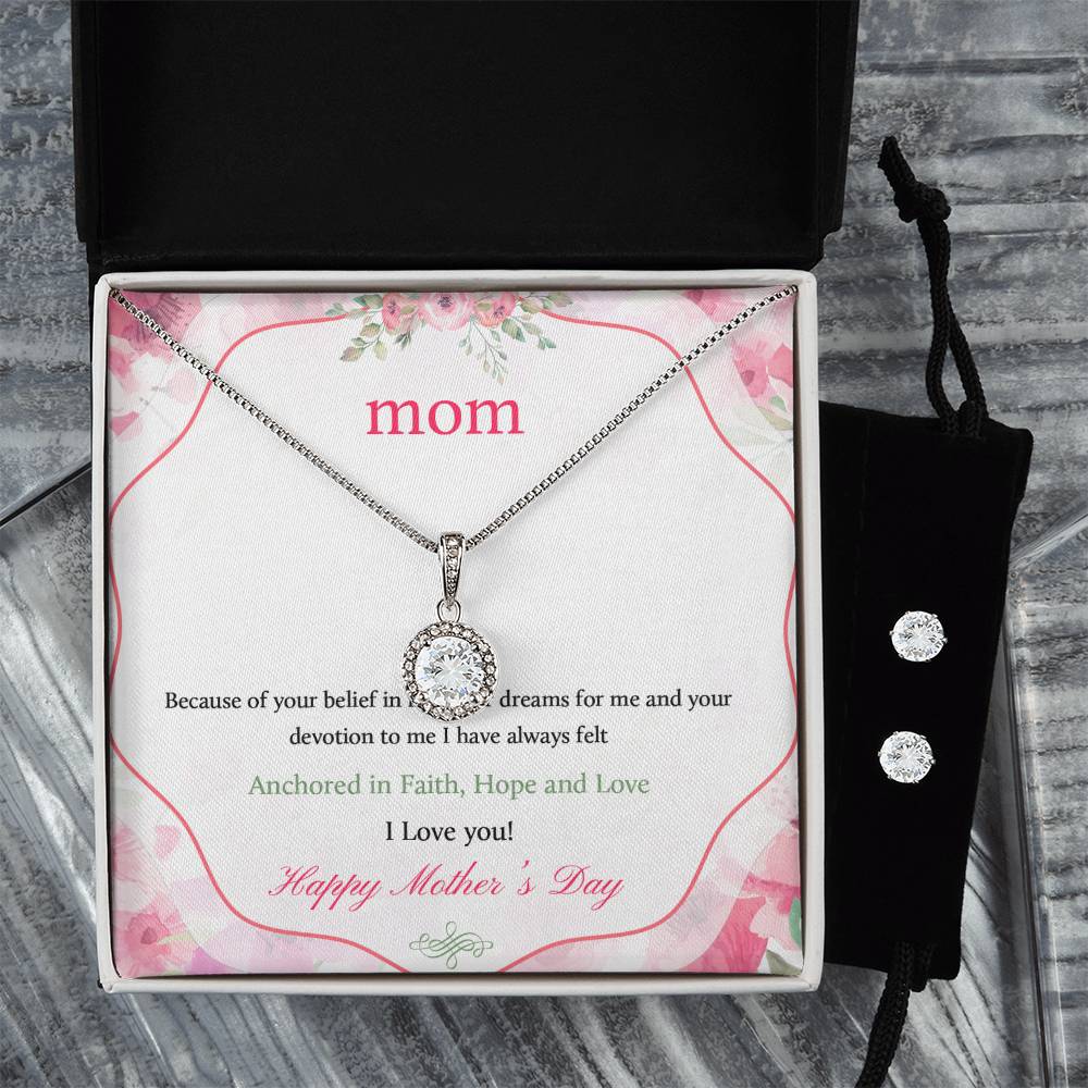 Eternal Hope Necklace and Cubic Zirconia Earring Set Mom Happy Mother's Day