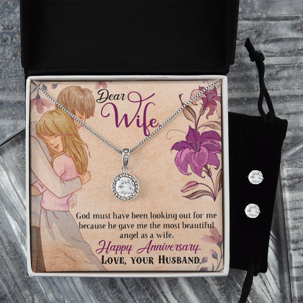 Eternal Hope Necklace and Cubic Zirconia Earring Set Happy Anniversary Dear Wife