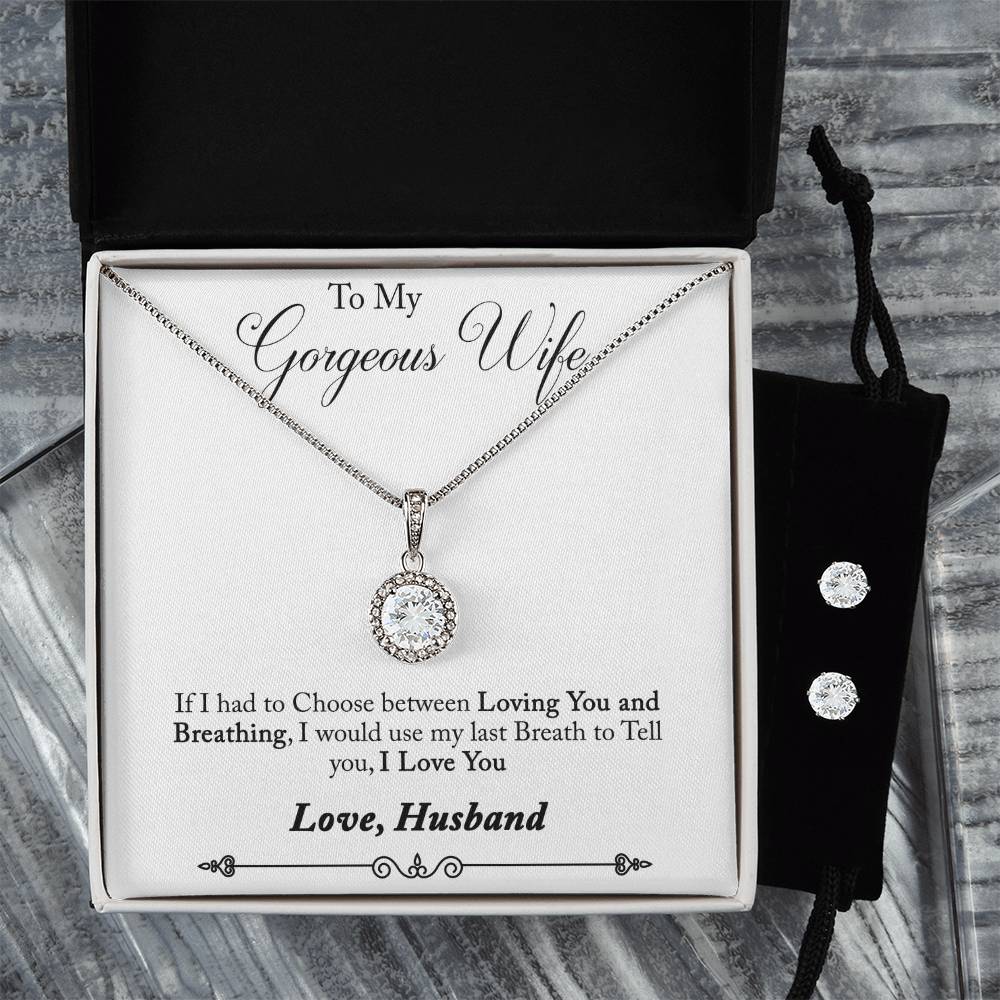 Eternal Hope Necklace and Cubic Zirconia Earring Set Husband to wife final fifth text