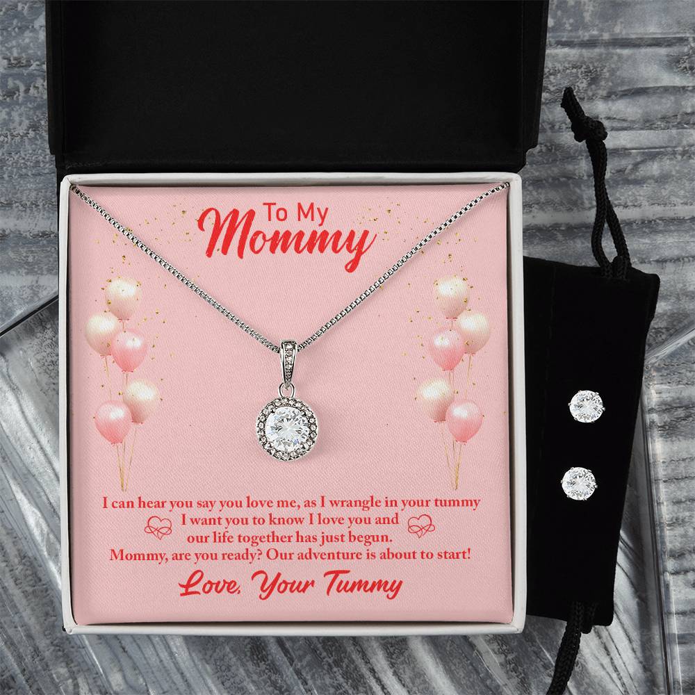 Eternal Hope Necklace and Cubic Zirconia Earring Set Mommy to be-To my mommy-I can hear you