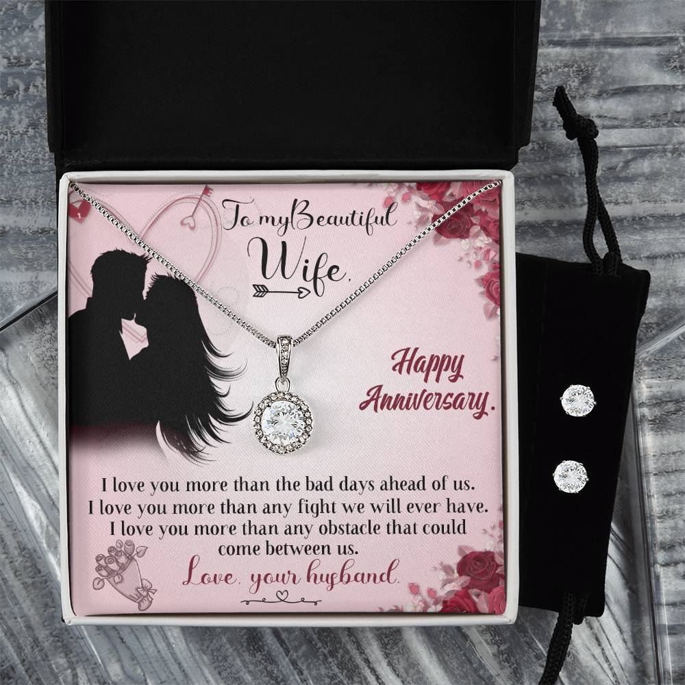 Eternal Hope Necklace and Cubic Zirconia Earring Set Happy Anniversary my beautiful Wife I love you more than