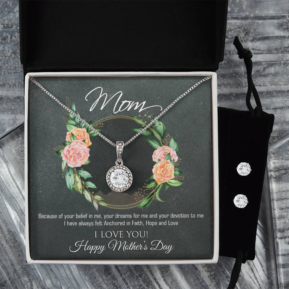 Eternal Hope Necklace and Cubic Zirconia Earring Set Mom, Happy Mothers Day