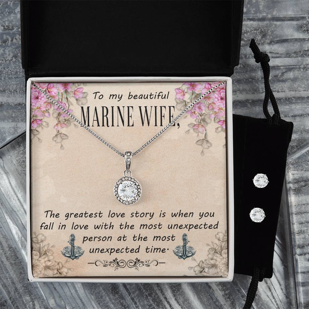 Eternal Hope Necklace and Cubic Zirconia Earring Set To my beautiful Marine wife