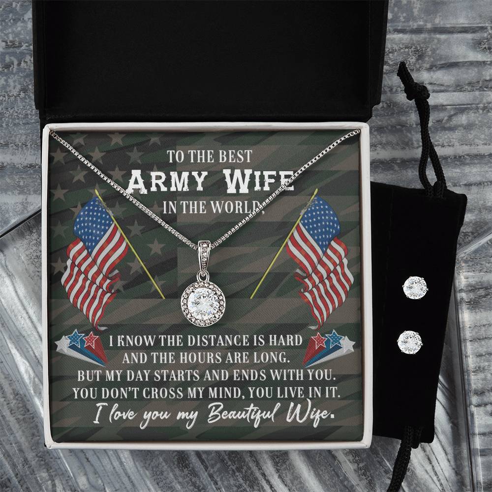 Eternal Hope Necklace and Cubic Zirconia Earring Set To the best Army wife