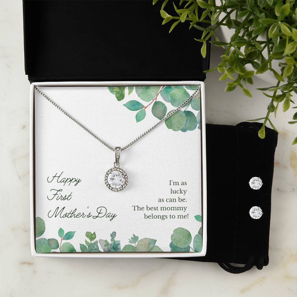 Eternal Hope Necklace and Cubic Zirconia Earring Set Happy First Mother's Day