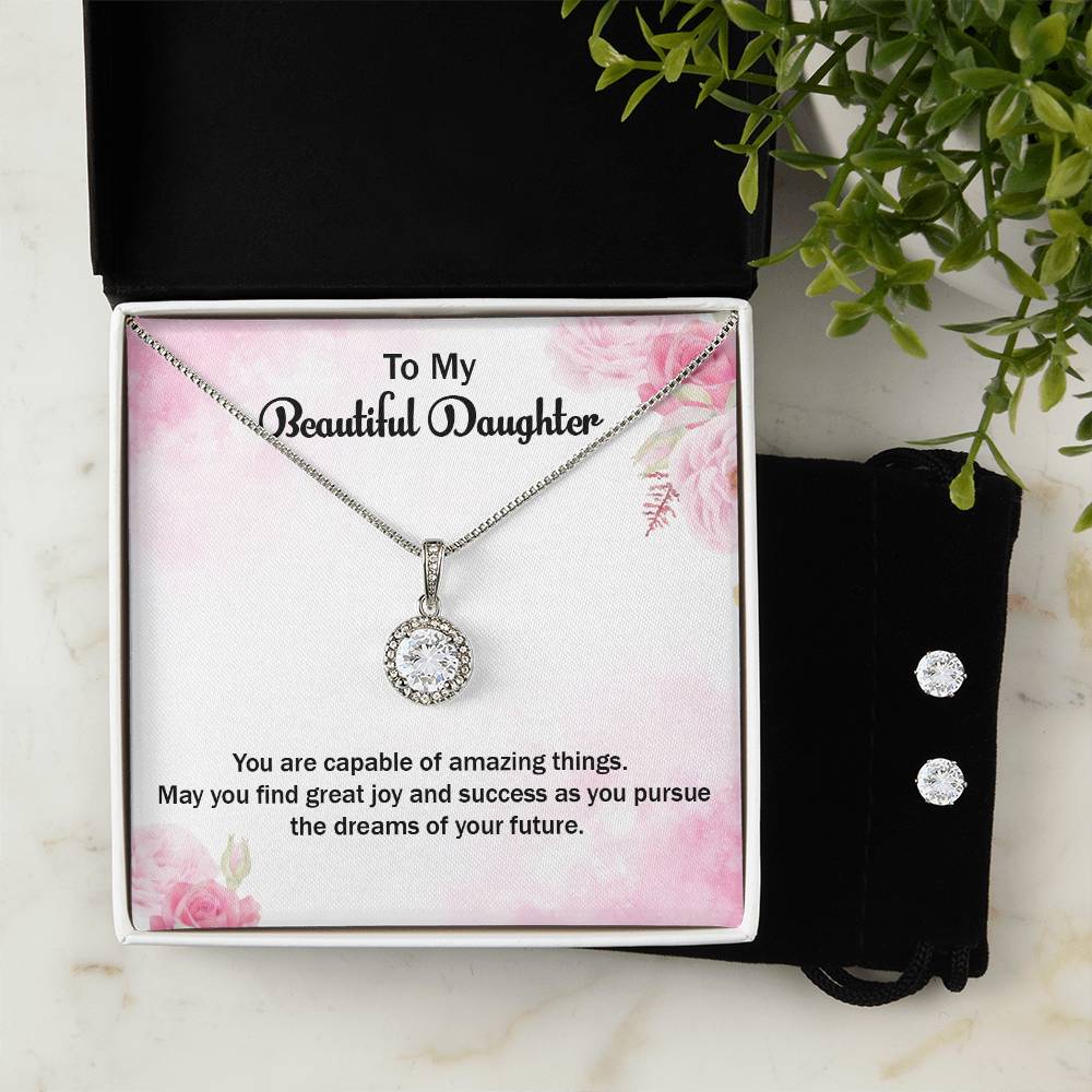 To My Daughter on her Graduation, Eternal Hope Necklace and Cubic Zirconia Earring Set