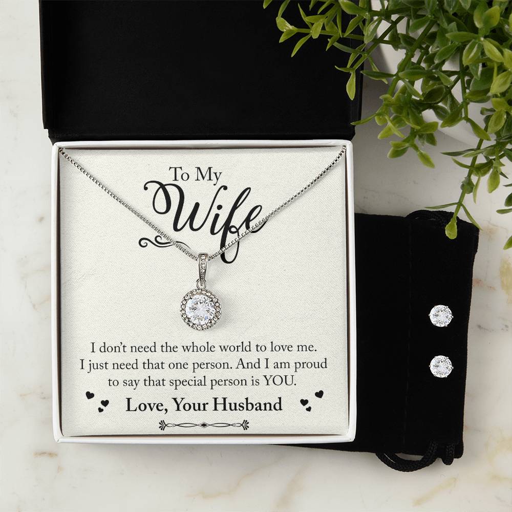 Eternal Hope Necklace and Cubic Zirconia Earring Set To My Wife, Love your husband