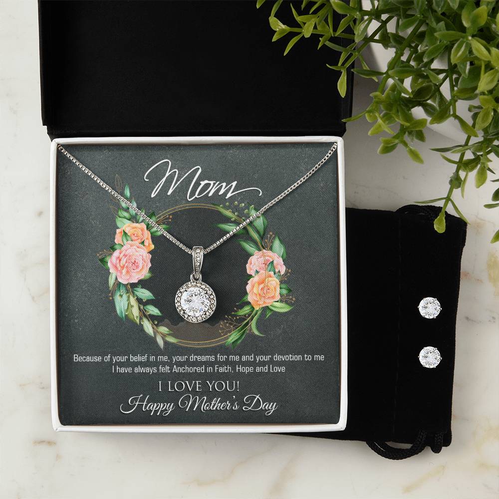 Eternal Hope Necklace and Cubic Zirconia Earring Set Mom, Happy Mothers Day