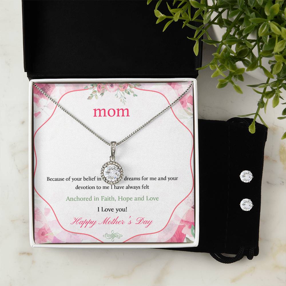 Eternal Hope Necklace and Cubic Zirconia Earring Set Mom Happy Mother's Day