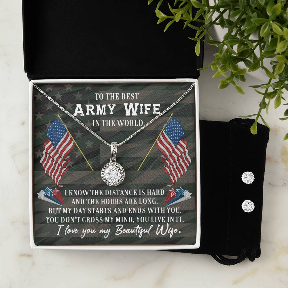 Eternal Hope Necklace and Cubic Zirconia Earring Set To the best Army wife