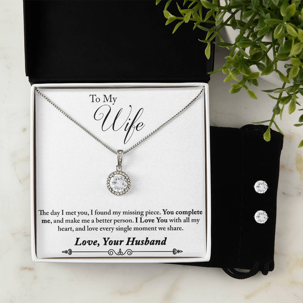 Eternal Hope Necklace and Cubic Zirconia Earring Set Husband to wife final fourth text