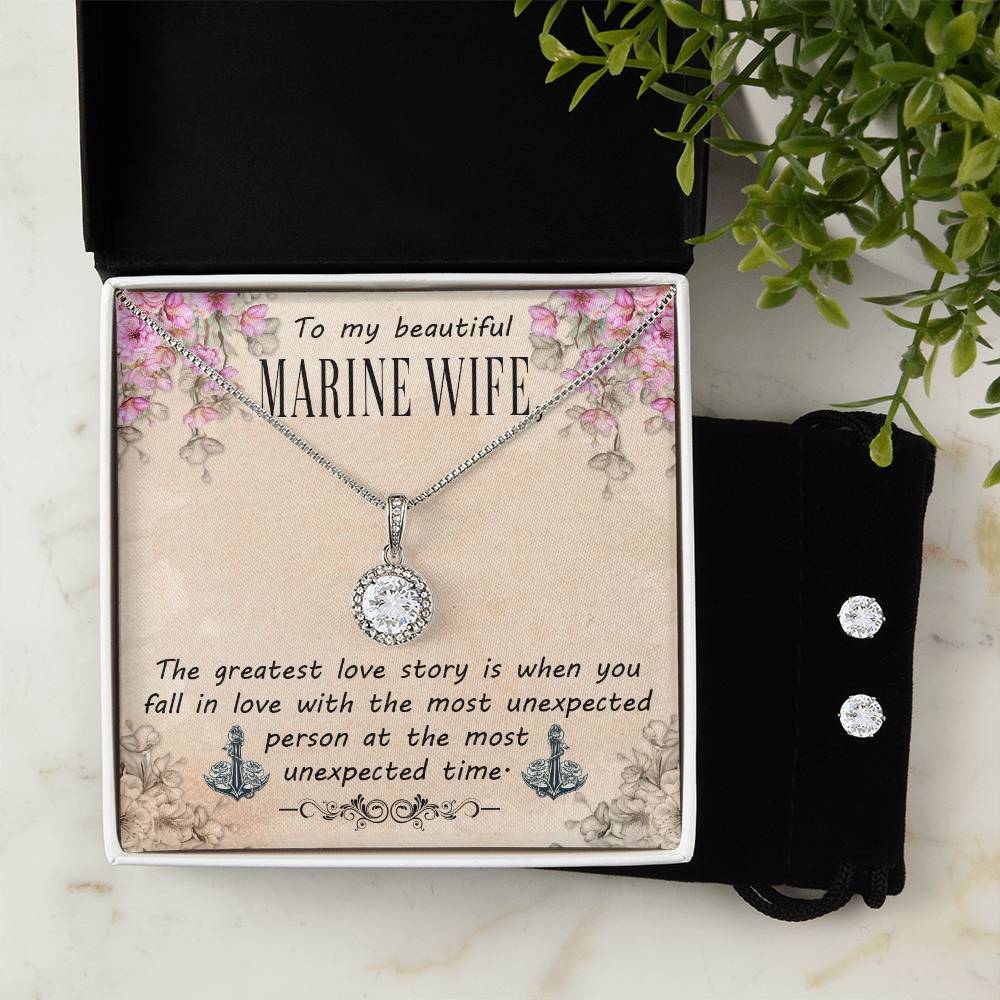 Eternal Hope Necklace and Cubic Zirconia Earring Set To my beautiful Marine wife