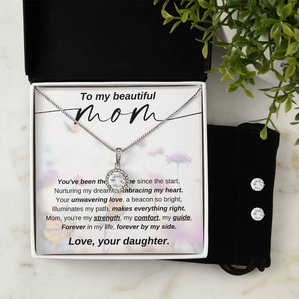 Eternal Hope Necklace and Cubic Zirconia Earring Set To my Beautiful Mom Love your Daughter