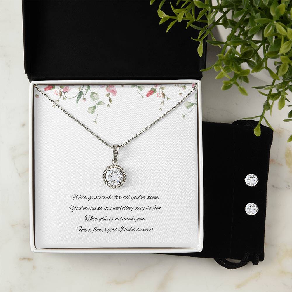 Flowergirl Wedding day Jewellery Gift Set, Eternal Hope Necklace and Cubic Zirconia Earring Set