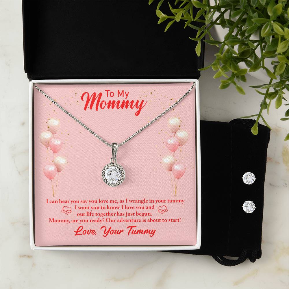 Eternal Hope Necklace and Cubic Zirconia Earring Set Mommy to be-To my mommy-I can hear you