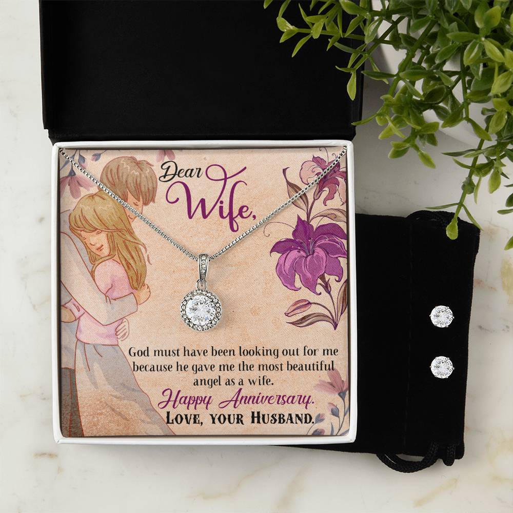 Eternal Hope Necklace and Cubic Zirconia Earring Set Happy Anniversary Dear Wife