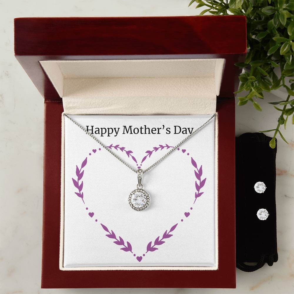 Eternal Hope Necklace and Cubic Zirconia Earring Set Happy Mother's Day Purple Heart