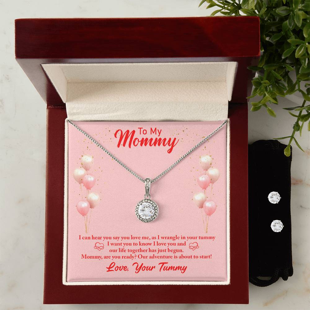 Eternal Hope Necklace and Cubic Zirconia Earring Set Mommy to be-To my mommy-I can hear you