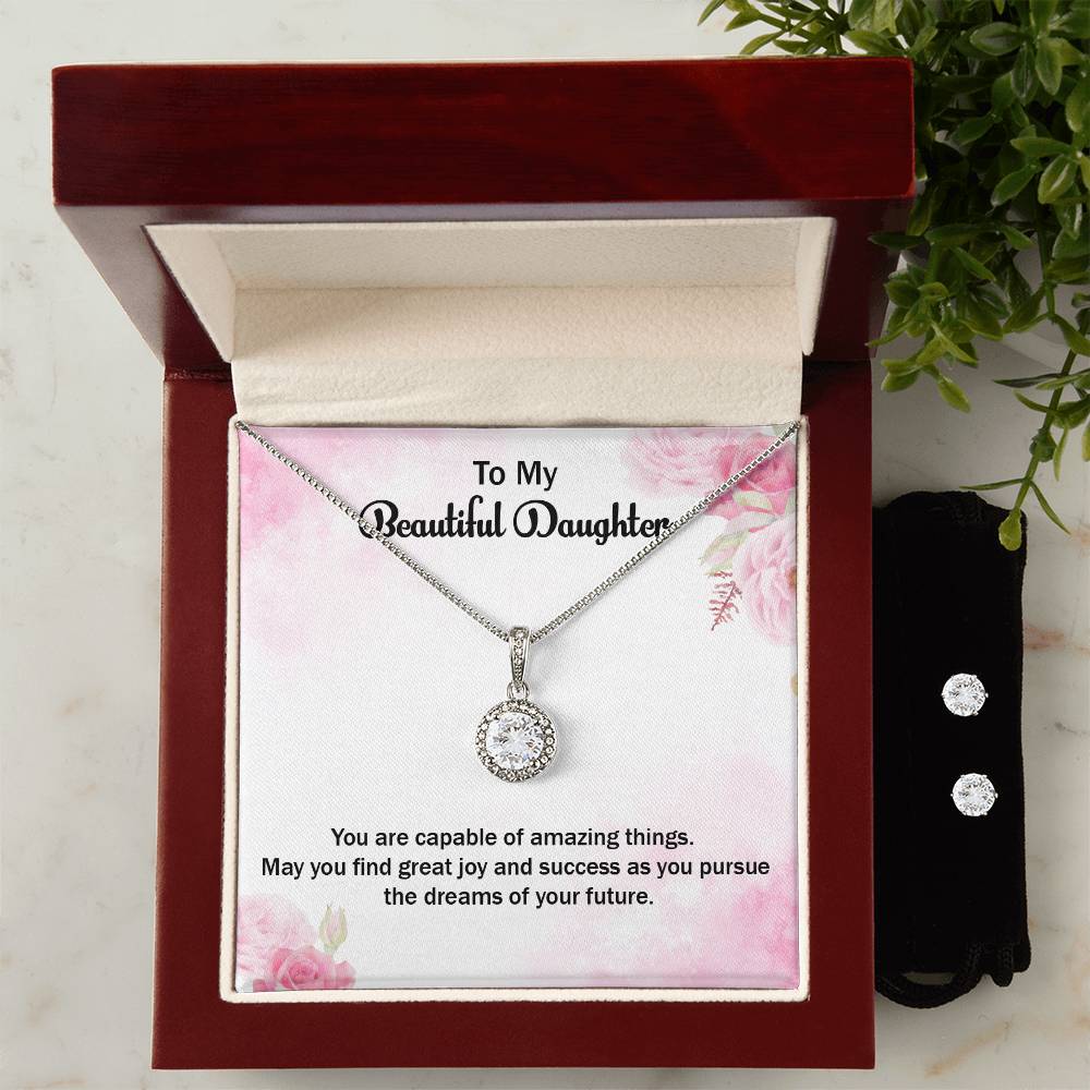 To My Daughter on her Graduation, Eternal Hope Necklace and Cubic Zirconia Earring Set