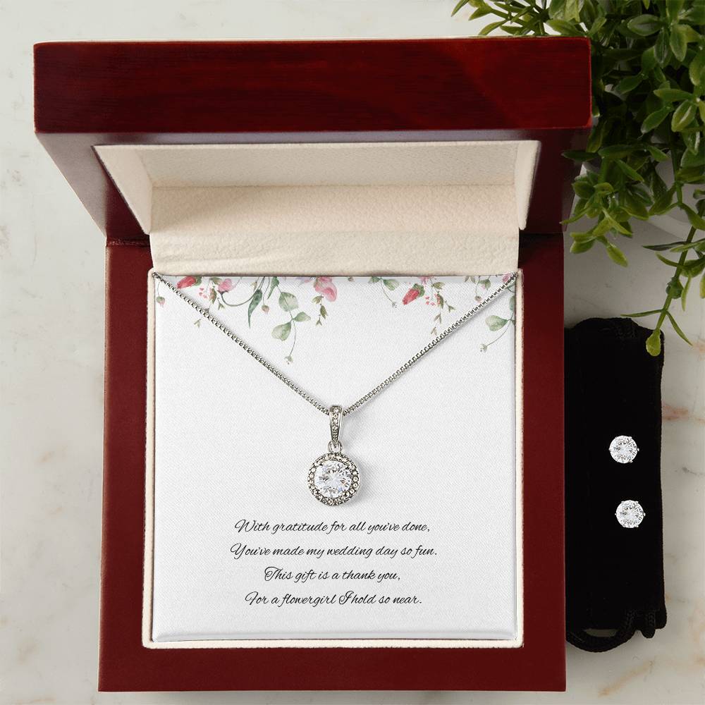 Flowergirl Wedding day Jewellery Gift Set, Eternal Hope Necklace and Cubic Zirconia Earring Set