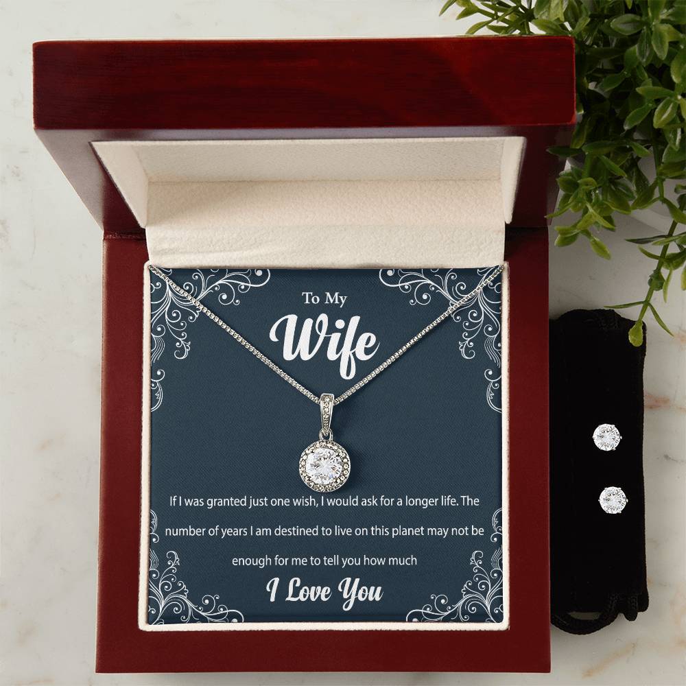 Eternal Hope Necklace and Cubic Zirconia Earring Set To my Wife I Love You