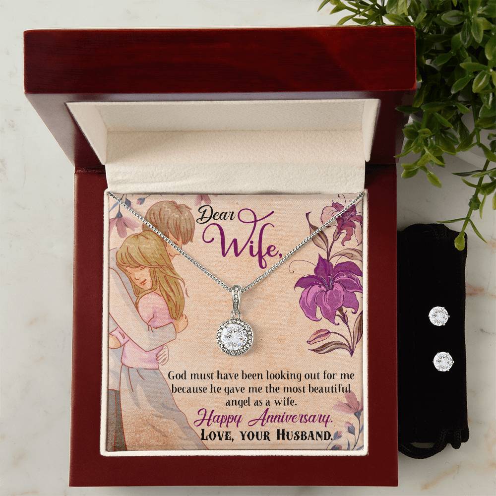 Eternal Hope Necklace and Cubic Zirconia Earring Set Happy Anniversary Dear Wife