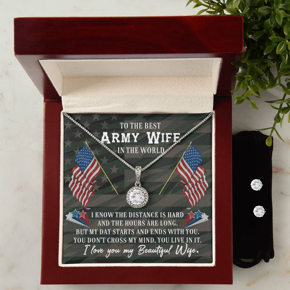 Eternal Hope Necklace and Cubic Zirconia Earring Set To the best Army wife