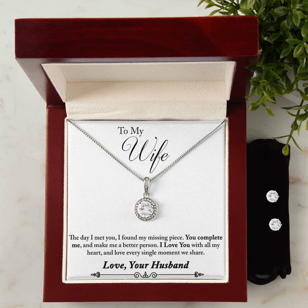 Eternal Hope Necklace and Cubic Zirconia Earring Set Husband to wife final fourth text