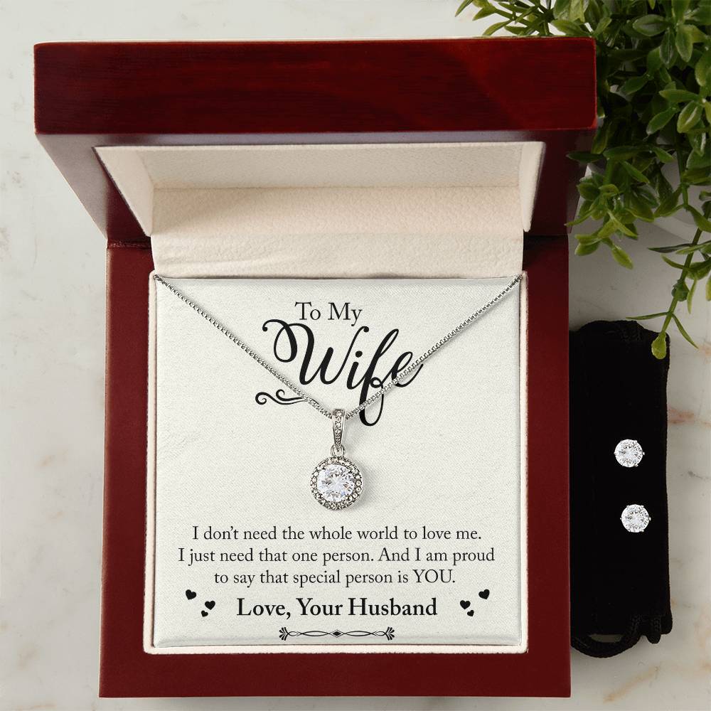 Eternal Hope Necklace and Cubic Zirconia Earring Set To My Wife, Love your husband