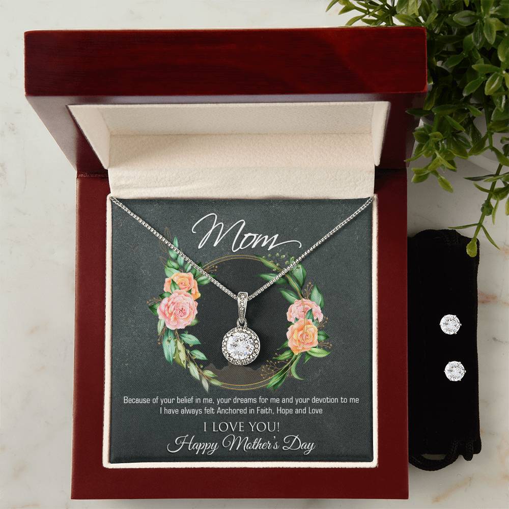 Eternal Hope Necklace and Cubic Zirconia Earring Set Mom, Happy Mothers Day