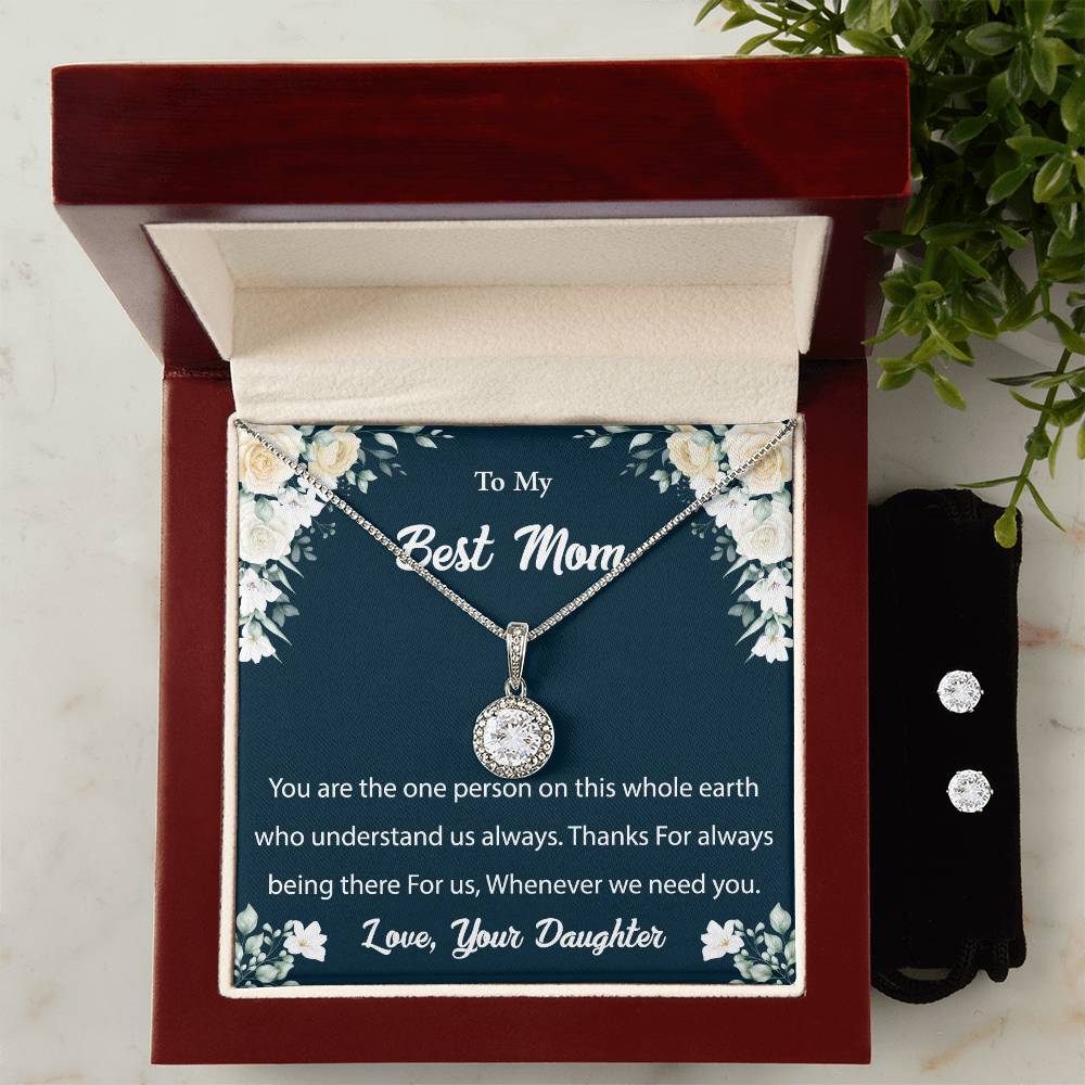 Eternal Hope Necklace and Cubic Zirconia Earring Set To My Best Mom2