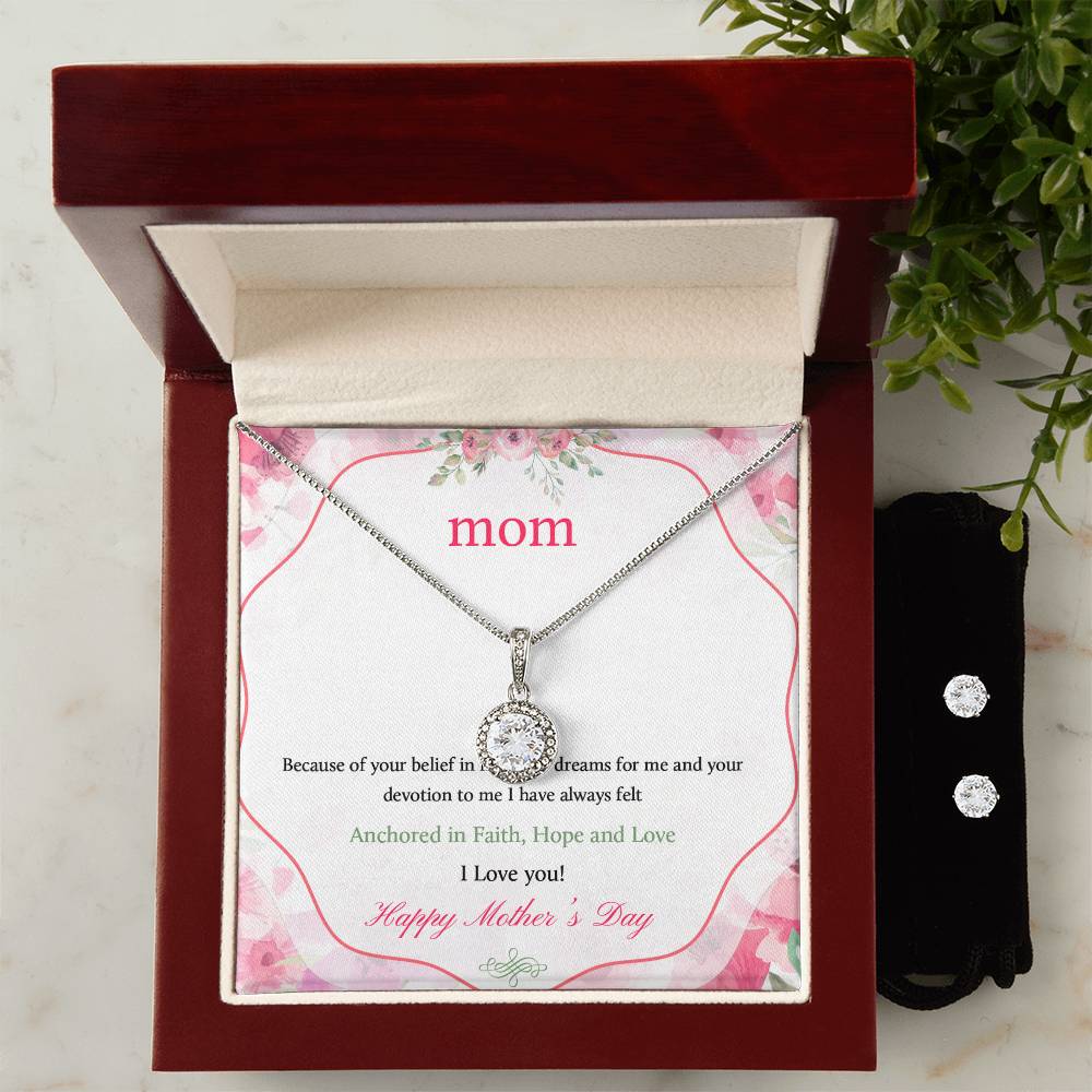 Eternal Hope Necklace and Cubic Zirconia Earring Set Mom Happy Mother's Day