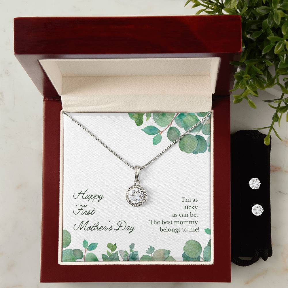 Eternal Hope Necklace and Cubic Zirconia Earring Set Happy First Mother's Day