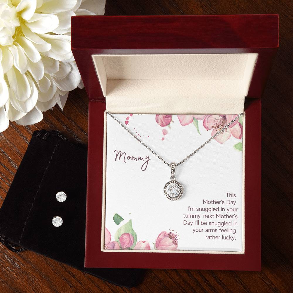 Eternal Hope Necklace and Cubic Zirconia Earring Set Mommy to be - Snuggled in Your tummy