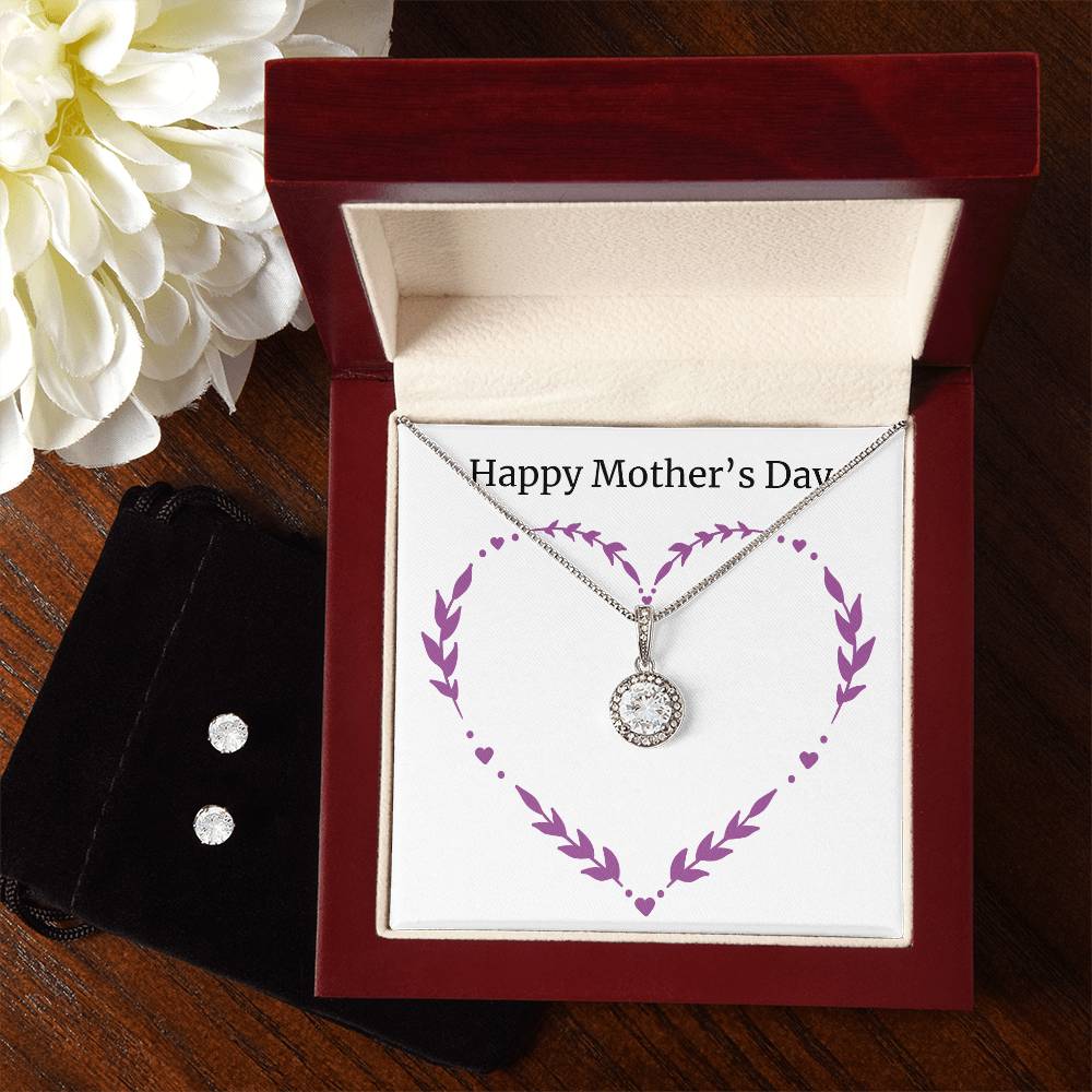 Eternal Hope Necklace and Cubic Zirconia Earring Set Happy Mother's Day Purple Heart