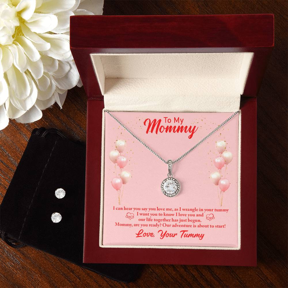 Eternal Hope Necklace and Cubic Zirconia Earring Set Mommy to be-To my mommy-I can hear you