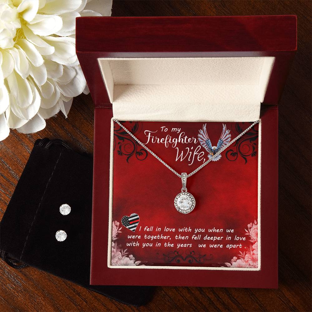 Eternal Hope Necklace and Cubic Zirconia Earring Set To my Firefighter Wife