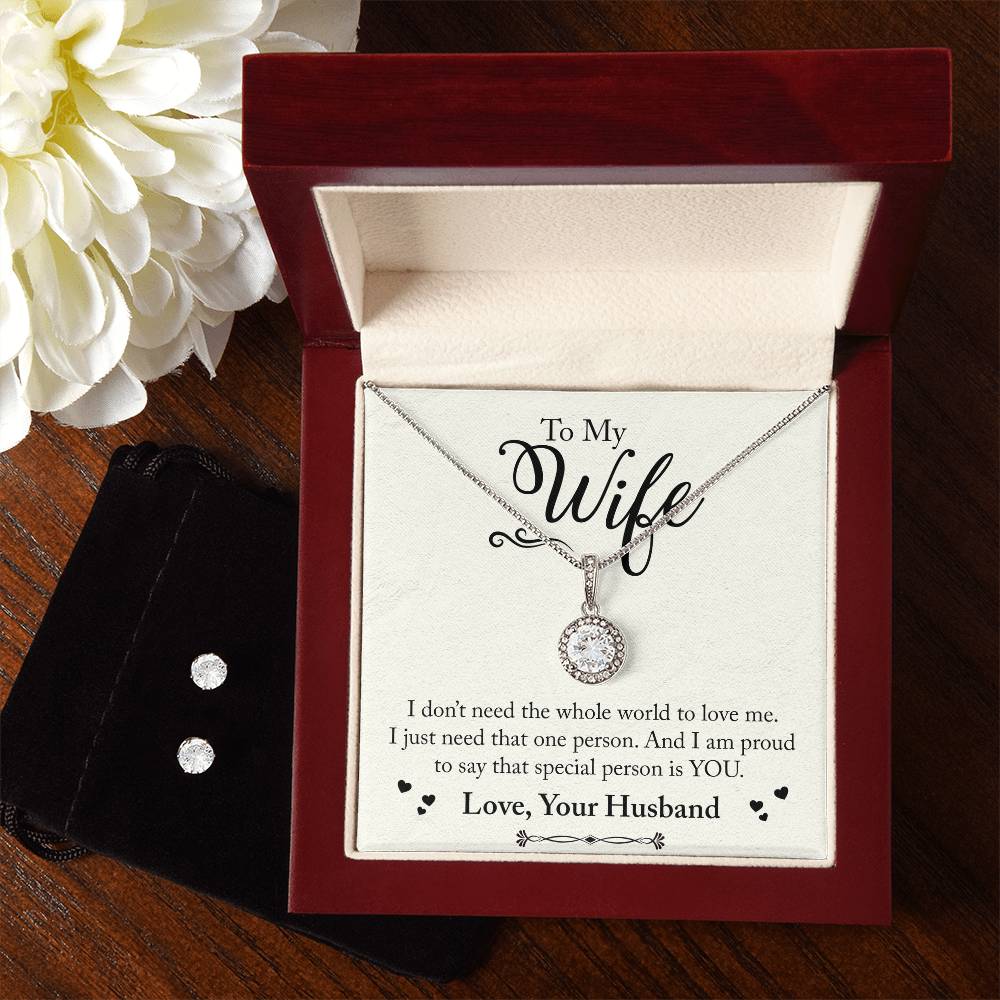 Eternal Hope Necklace and Cubic Zirconia Earring Set To My Wife, Love your husband