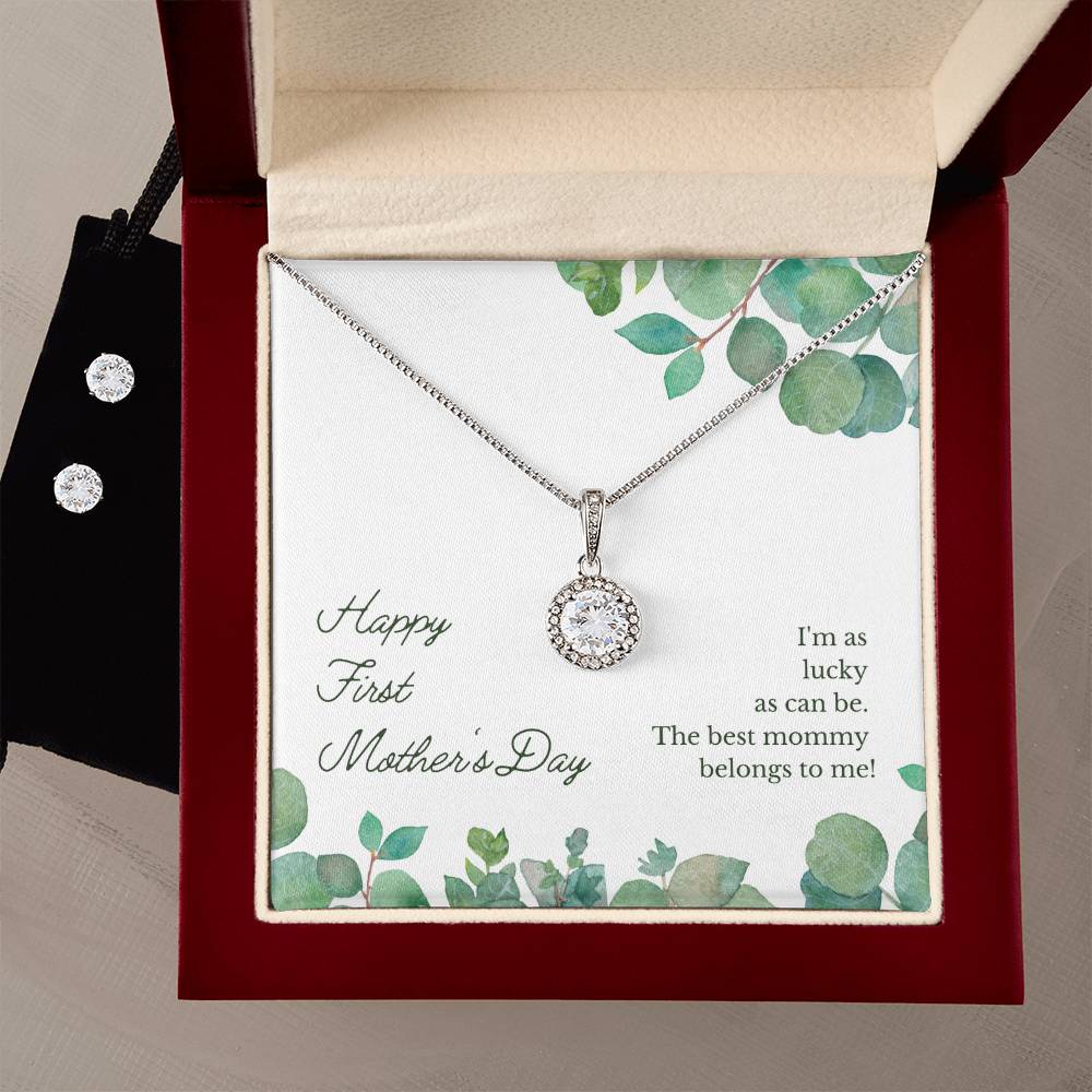 Eternal Hope Necklace and Cubic Zirconia Earring Set Happy First Mother's Day