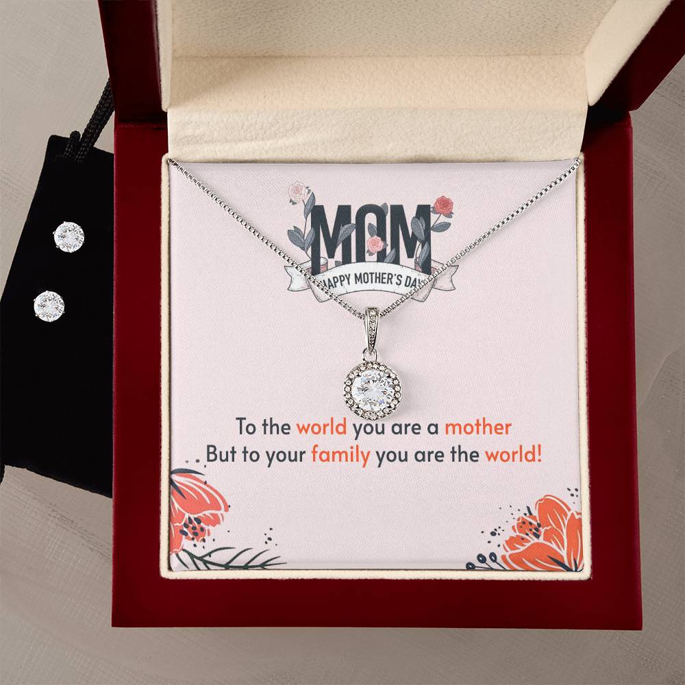 Eternal Hope Necklace and Cubic Zirconia Earring Set to the world you are a mother