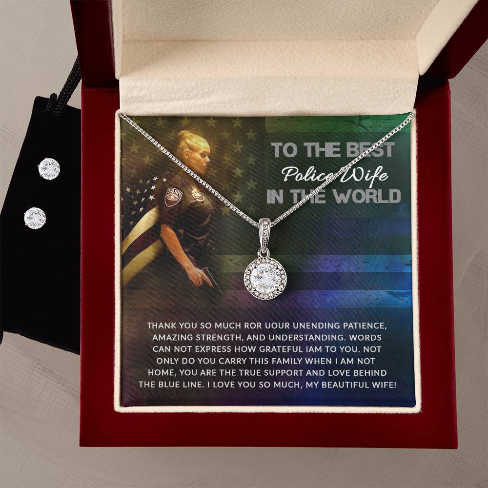 Eternal Hope Necklace and Cubic Zirconia Earring Set To the best police wife