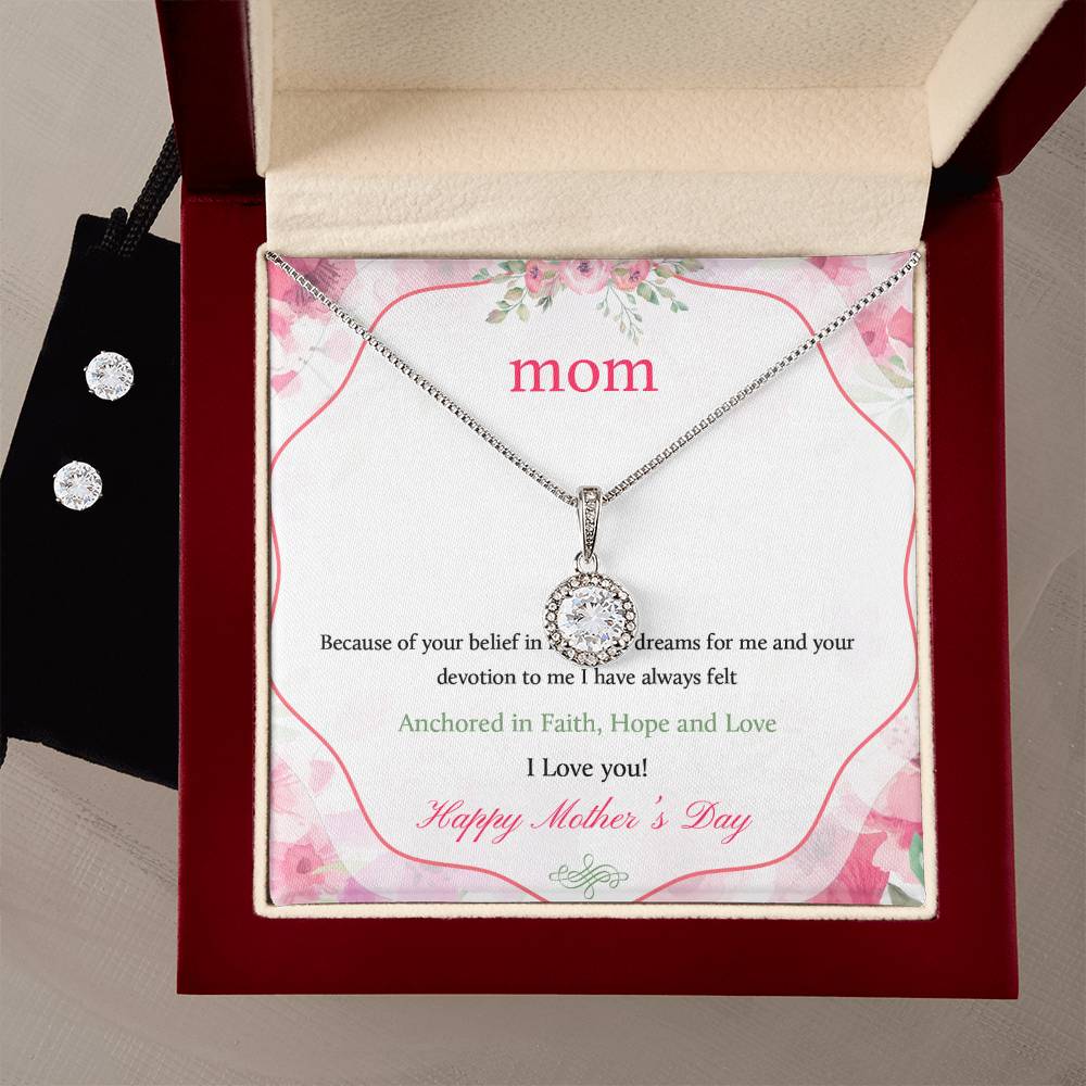 Eternal Hope Necklace and Cubic Zirconia Earring Set Mom Happy Mother's Day